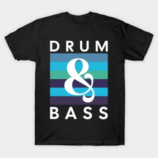 DRUM & BASS  - blue rainbow (dark print) T-Shirt